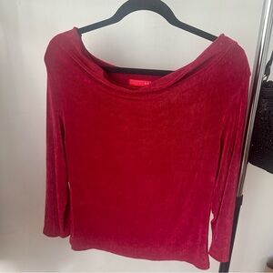Vibrant Red Relaxed Blouse with Full-Length Sleeves